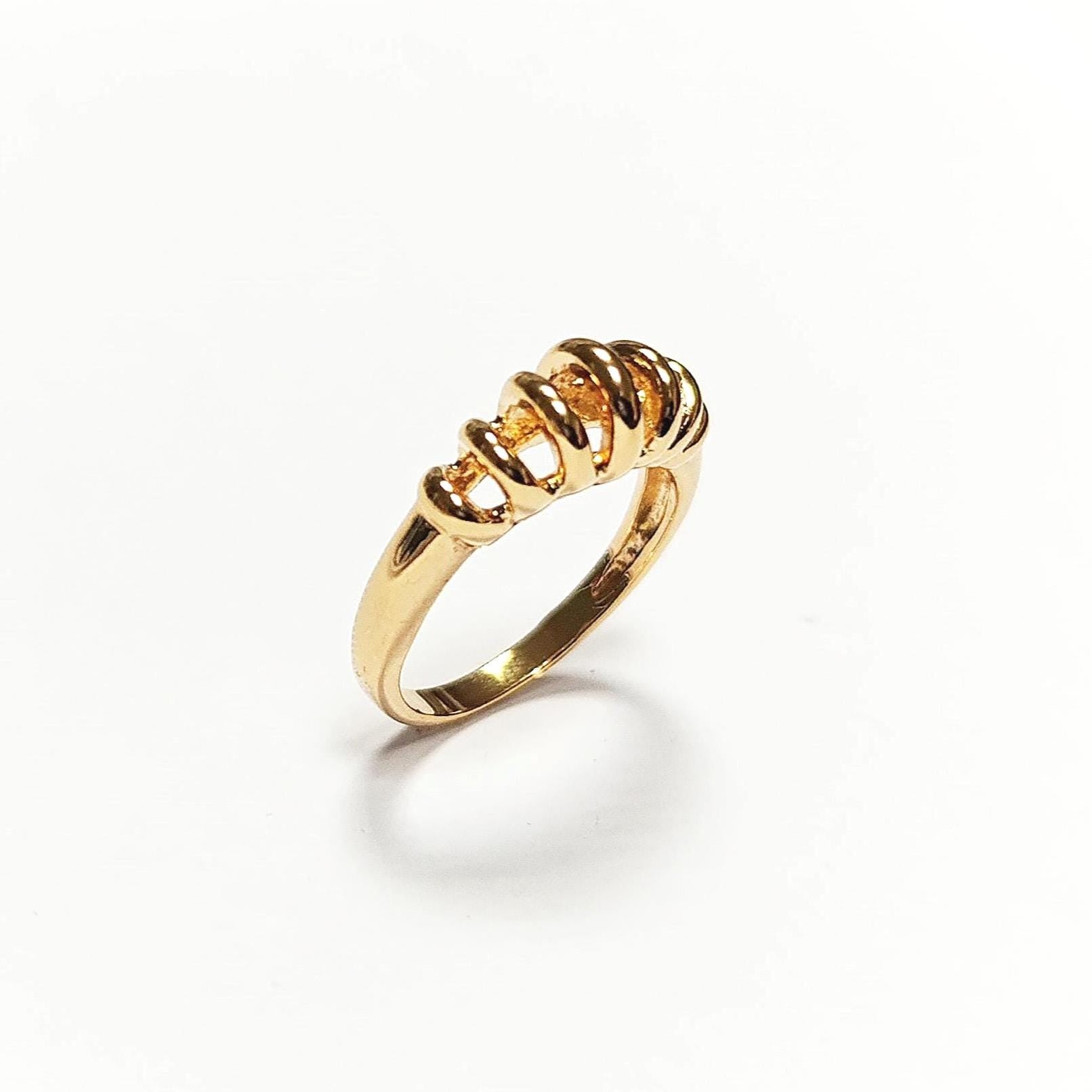 18K Gold Plated Helix Ring • Modern Openwork Coil Jewelry