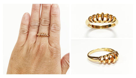 18K Gold Plated Helix Ring • Modern Openwork Coil Jewelry