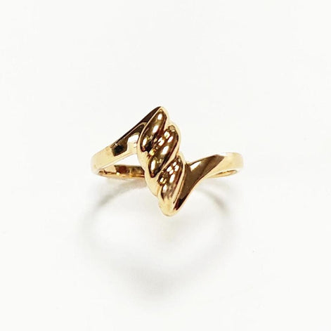 Gold Plated Wave Ring • Textured Crest Design, Stackable Band