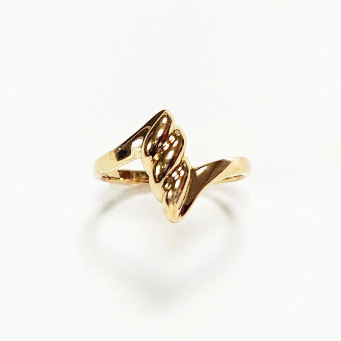 Gold Plated Wave Ring • Textured Crest Design, Stackable Band