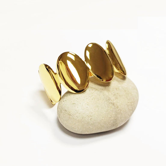 18K Gold Filled Disc Cuff Bracelet • Minimalist Handmade Bangle