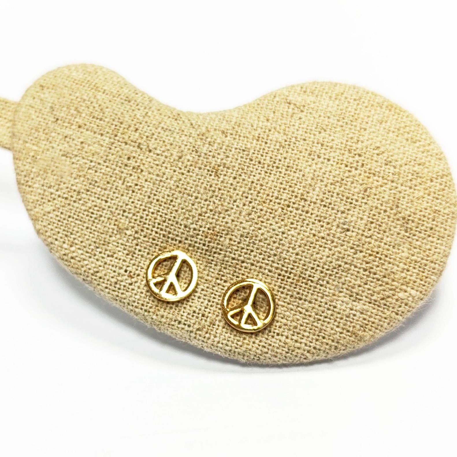 Peace and Love Earrings • 18K Gold Plated • Sign Love and Peace stud Earrings • Peace Earrings • Boho Hipster Icon 70's Jewelry • Unisex