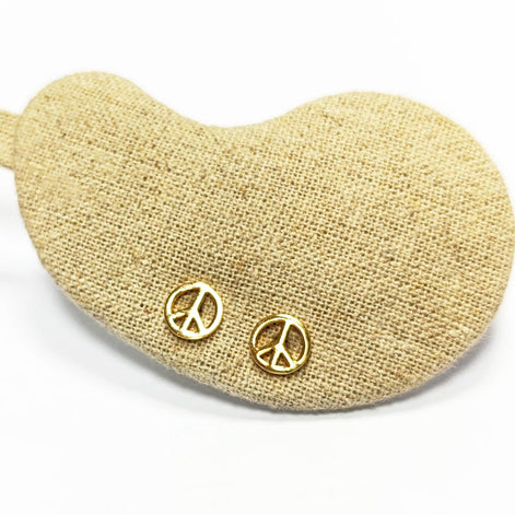 Peace and Love Earrings • 18K Gold Plated • Sign Love and Peace stud Earrings • Peace Earrings • Boho Hipster Icon 70's Jewelry • Unisex
