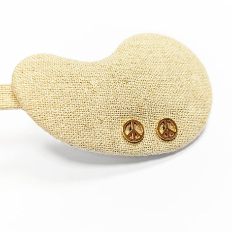 Peace and Love Earrings • 18K Gold Plated • Sign Love and Peace stud Earrings • Peace Earrings • Boho Hipster Icon 70's Jewelry • Unisex
