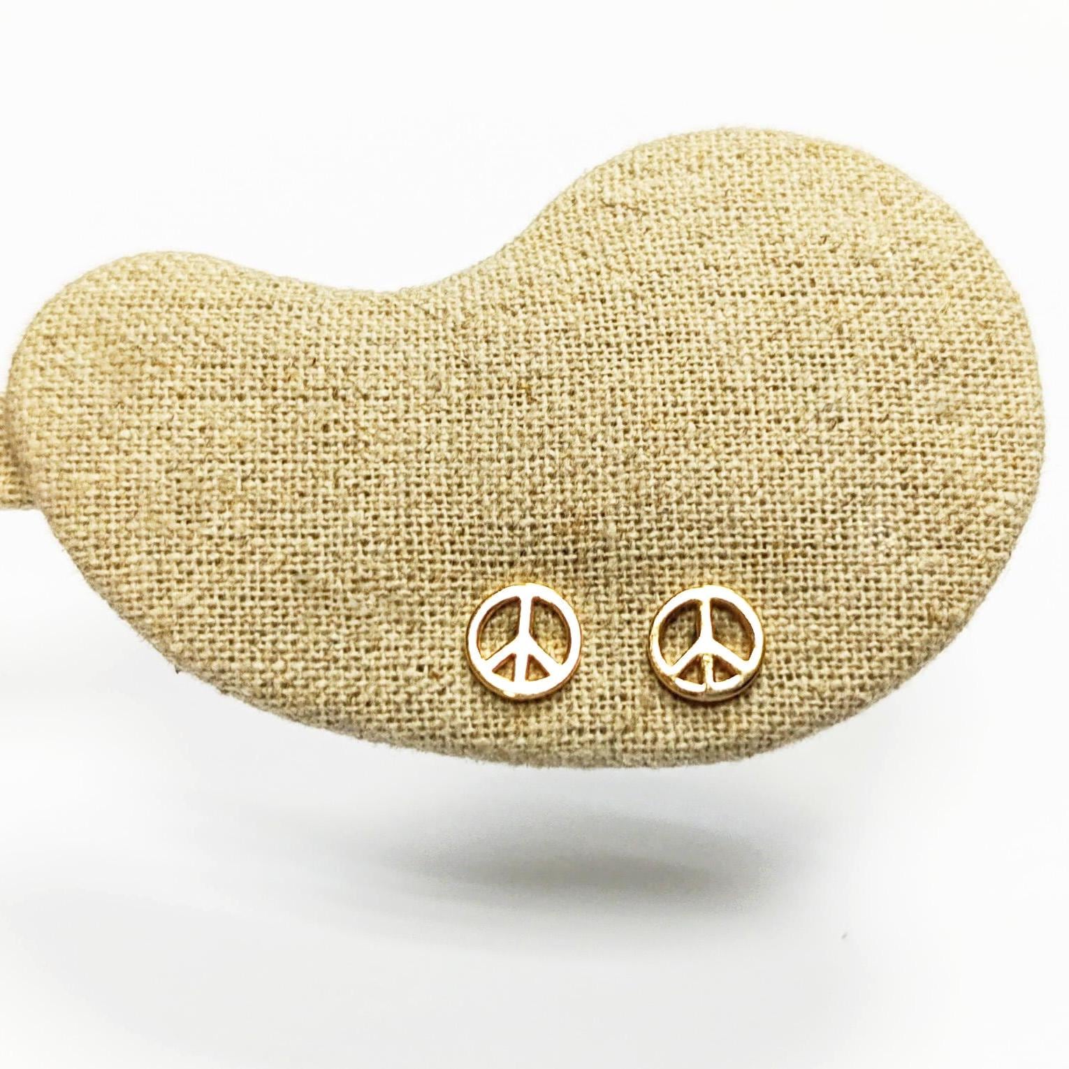 Peace and Love Earrings • 18K Gold Plated • Sign Love and Peace stud Earrings • Peace Earrings • Boho Hipster Icon 70's Jewelry • Unisex
