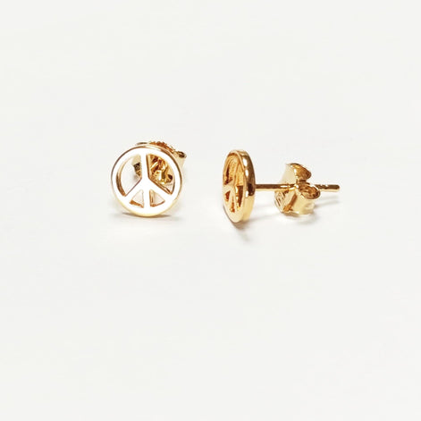 Peace and Love Earrings • 18K Gold Plated • Sign Love and Peace stud Earrings • Peace Earrings • Boho Hipster Icon 70's Jewelry • Unisex