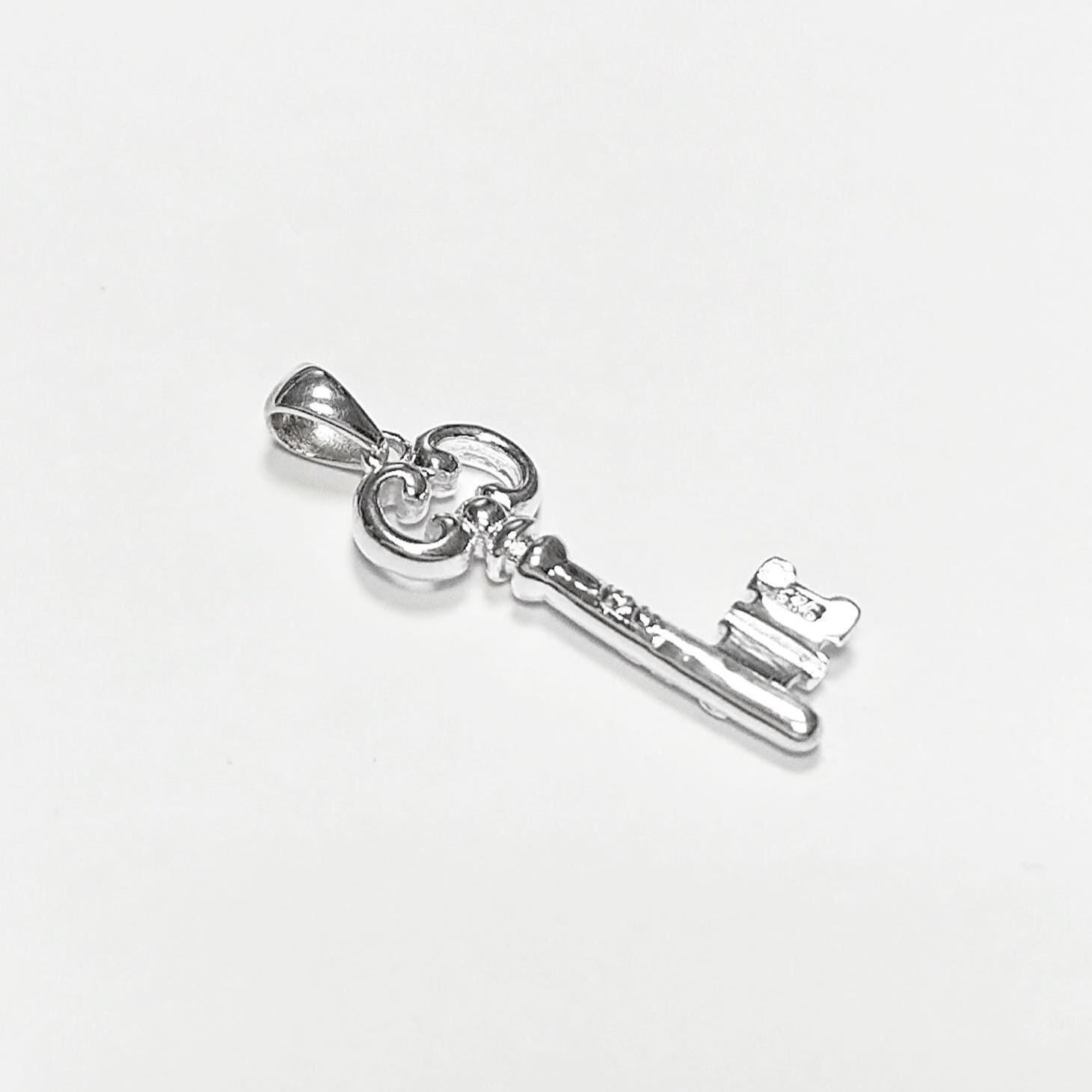 KEY Pendant - Sterling Silver - Love KEY - Small jewelry, Promise Love Charm, Silver Key Charm, Silver Tiny Key Pendant