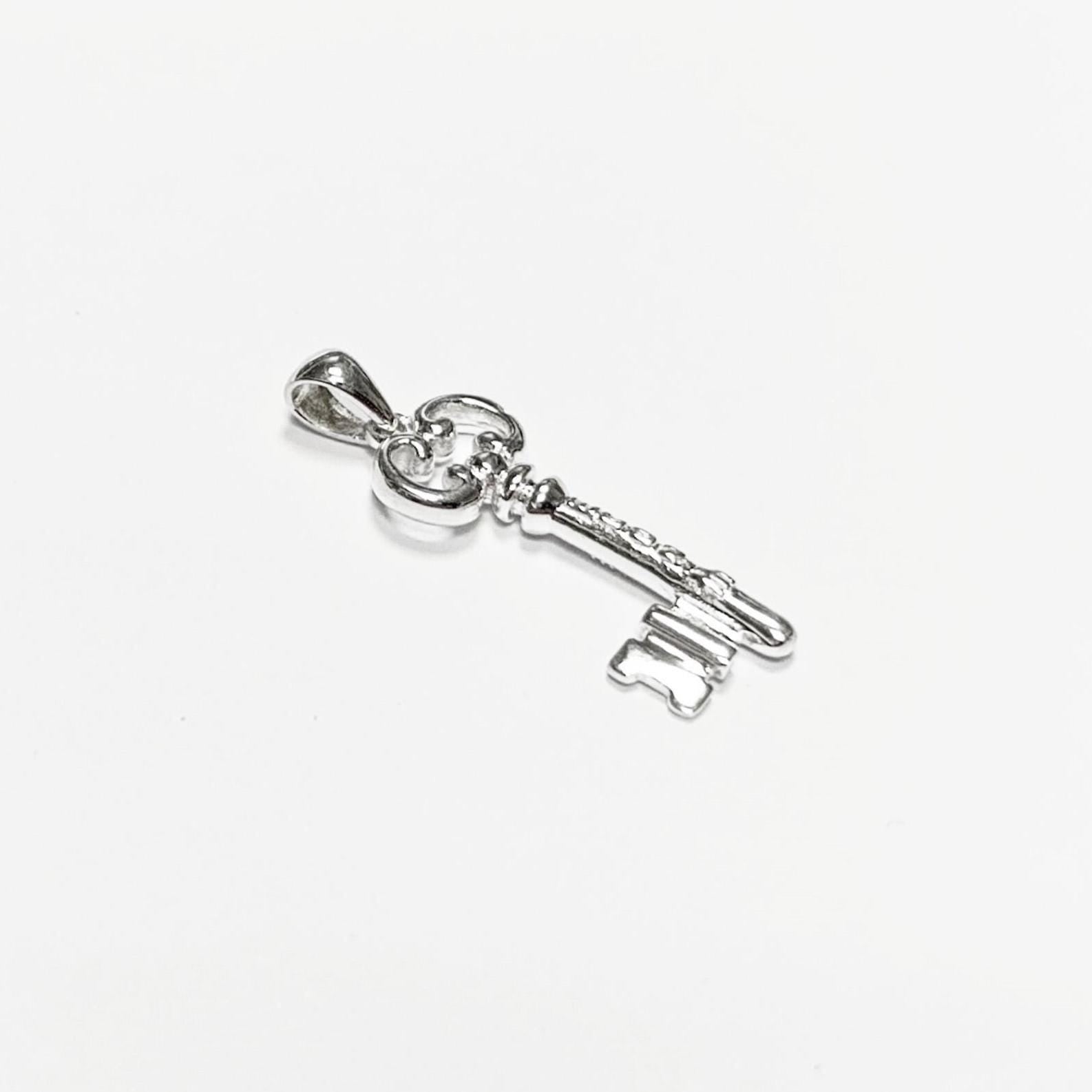 KEY Pendant - Sterling Silver - Love KEY - Small jewelry, Promise Love Charm, Silver Key Charm, Silver Tiny Key Pendant