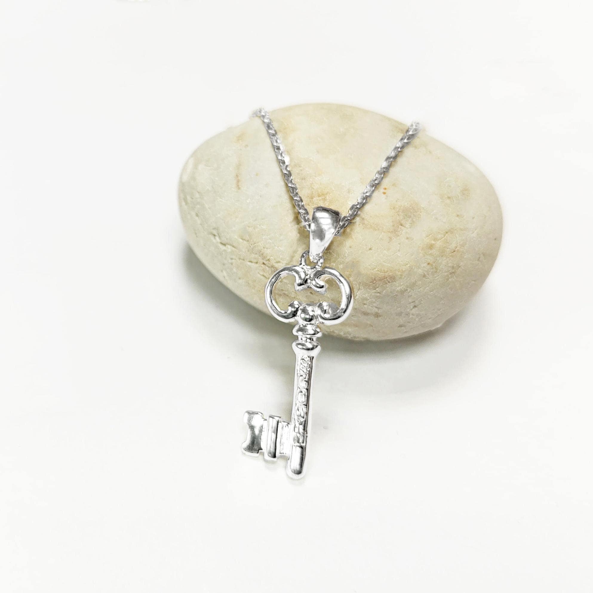 KEY Pendant - Sterling Silver - Love KEY - Small jewelry, Promise Love Charm, Silver Key Charm, Silver Tiny Key Pendant