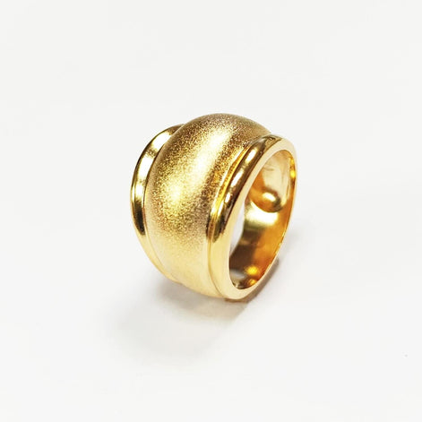 Handmade 18K Gold Plated Dome Ring • Stardust Texture, Wide Band