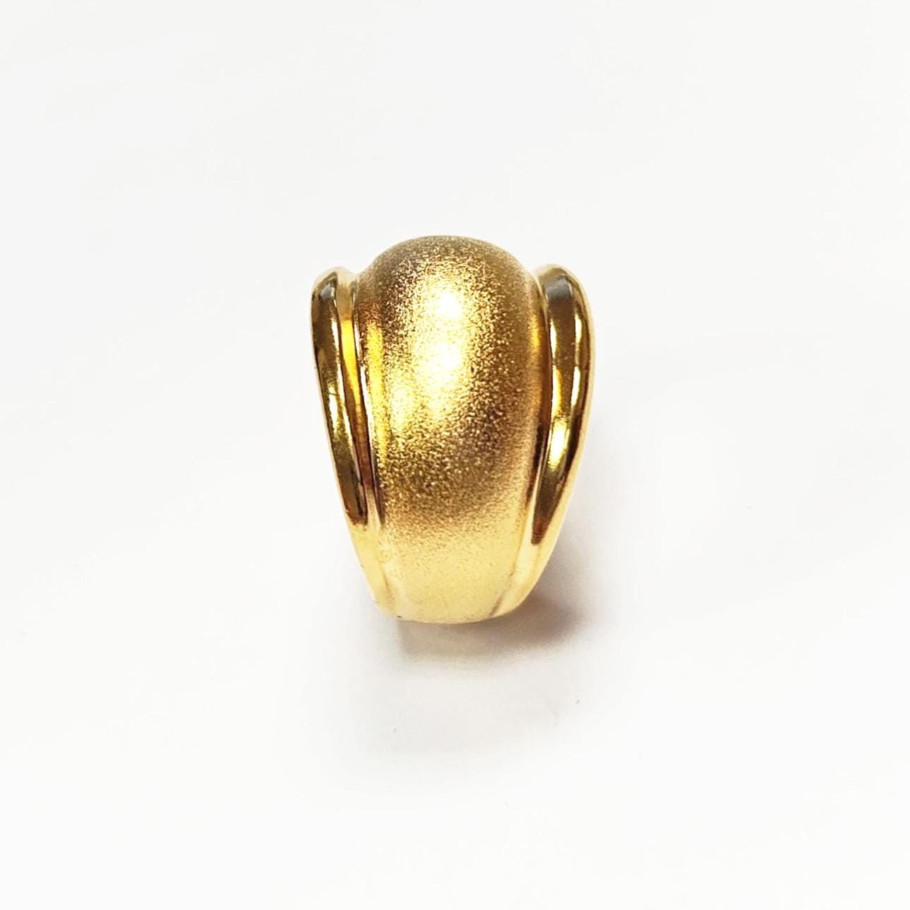 Handmade 18K Gold Plated Dome Ring • Stardust Texture, Wide Band