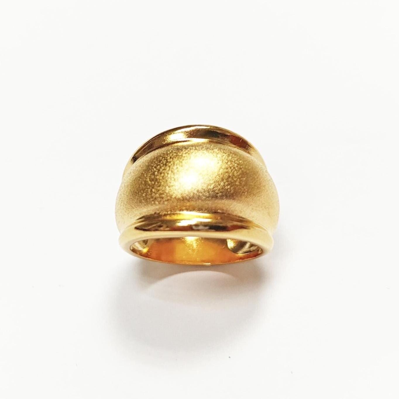 Handmade 18K Gold Plated Dome Ring • Stardust Texture, Wide Band