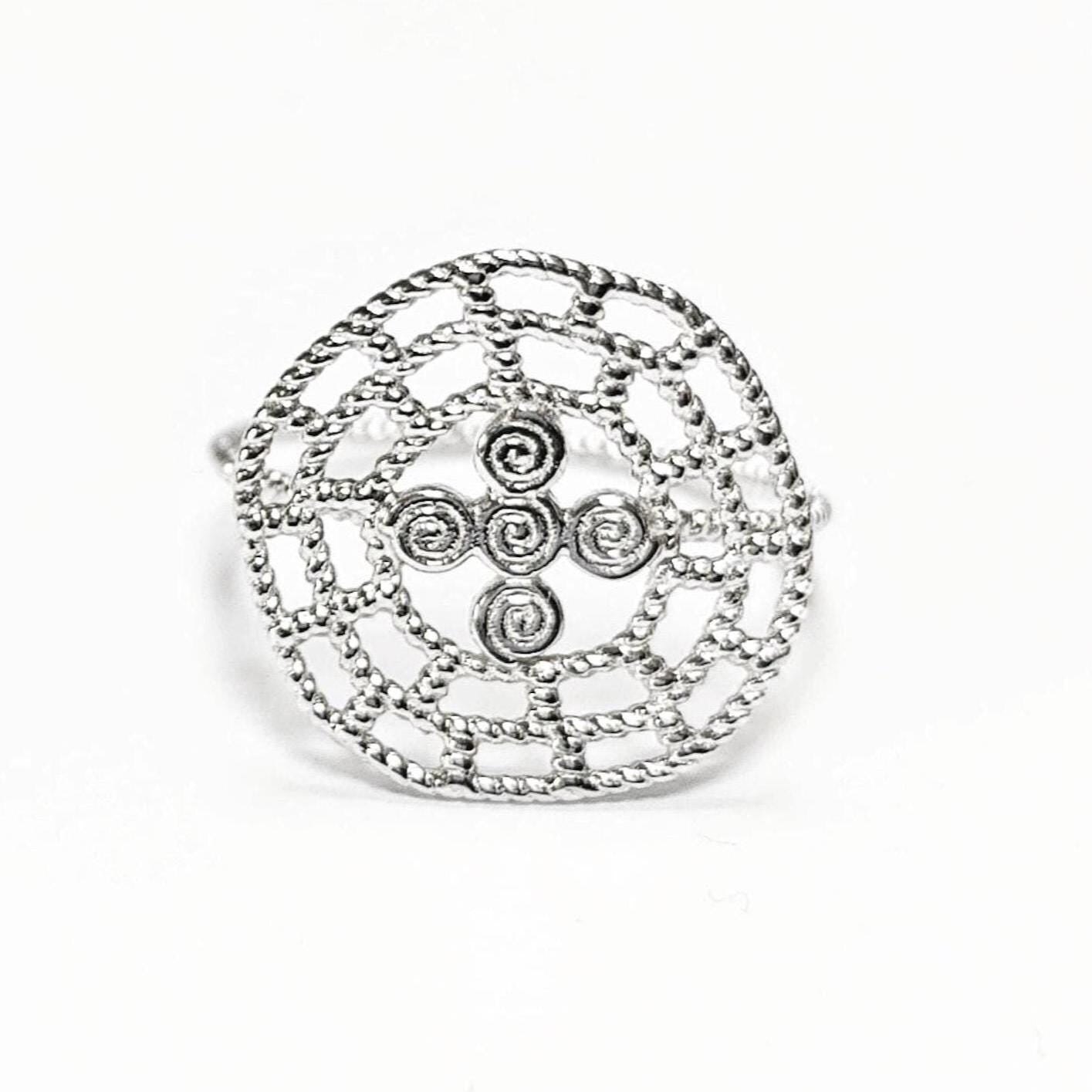 Bague Argent 925 cercle avec motif nordique, bijou Style Nordique.