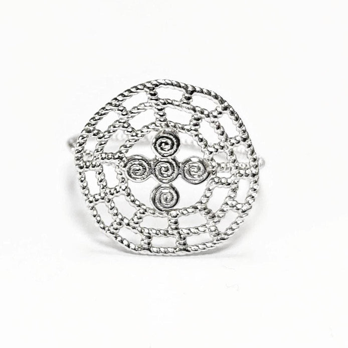 Bague Argent 925 cercle avec motif nordique, bijou Style Nordique.