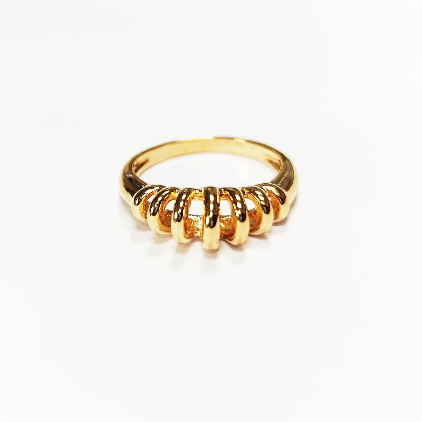18K Gold Plated Helix Ring • Modern Openwork Coil Jewelry