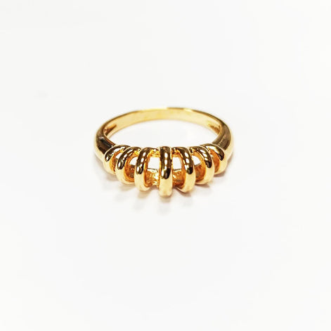 18K Gold Plated Helix Ring • Modern Openwork Coil Jewelry