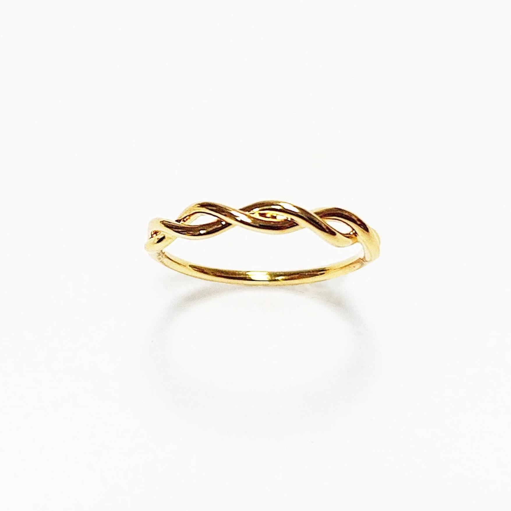 18K Gold Plated Celtic Braided Ring, Irish Promise Wedding Band