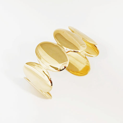 18K Gold Filled Disc Cuff Bracelet • Minimalist Handmade Bangle