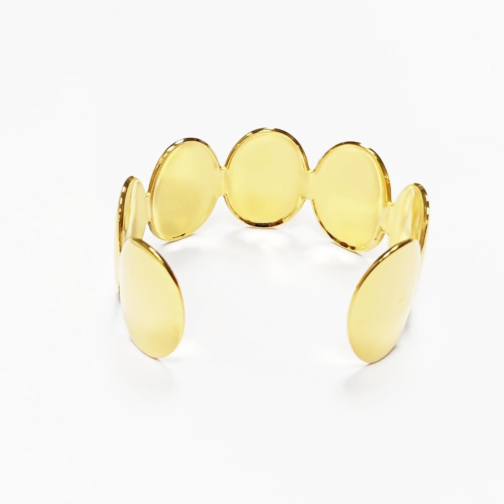 18K Gold Filled Disc Cuff Bracelet • Minimalist Handmade Bangle