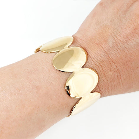 18K Gold Filled Disc Cuff Bracelet • Minimalist Handmade Bangle