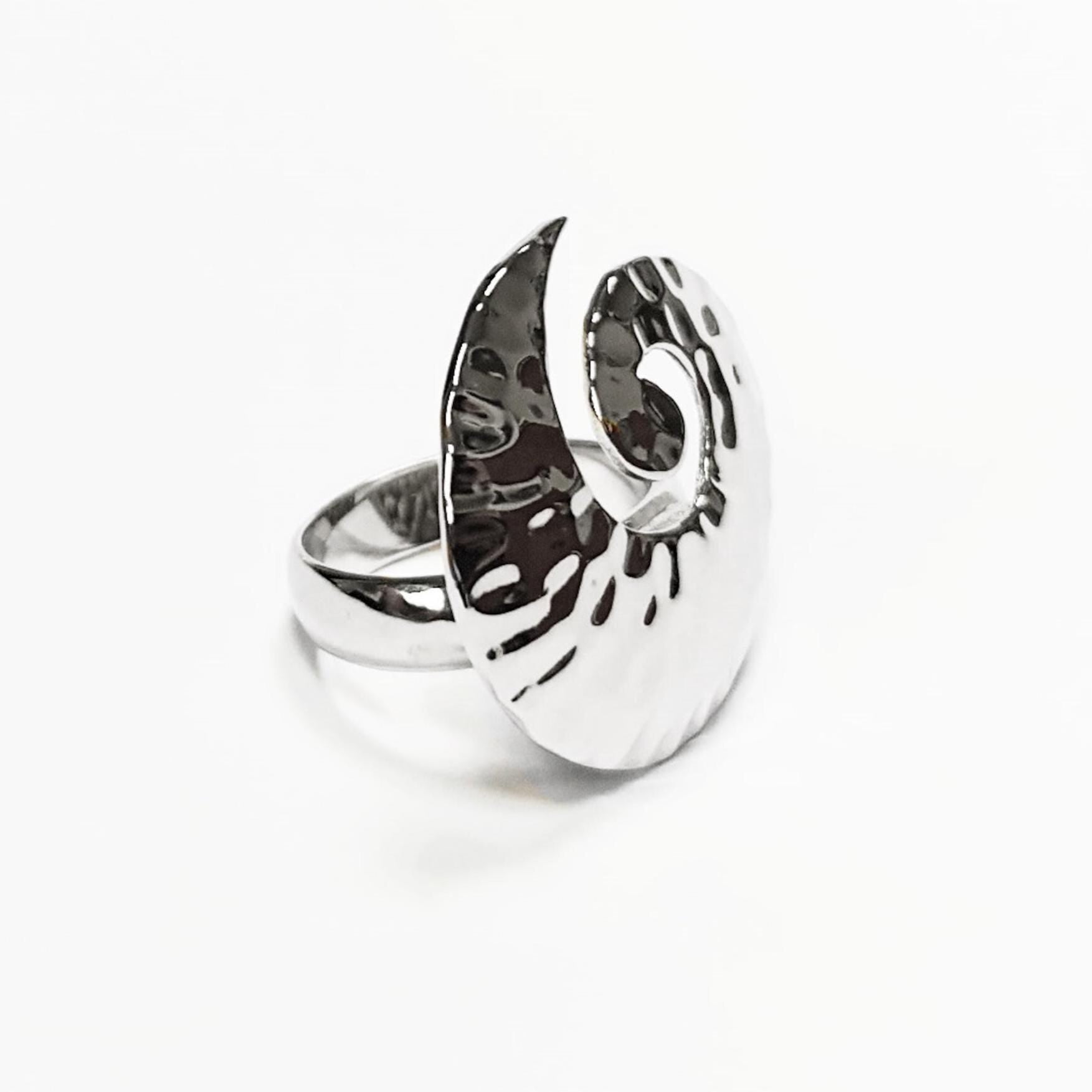925 Hammered Ring, Sterling Silver, Oval Armor Ring, Dimpled Textured Ring, Designer Modern Ring, Minimalist Ring, gift idea Jewelry