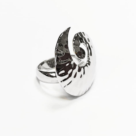 925 Hammered Ring, Sterling Silver, Oval Armor Ring, Dimpled Textured Ring, Designer Modern Ring, Minimalist Ring, gift idea Jewelry