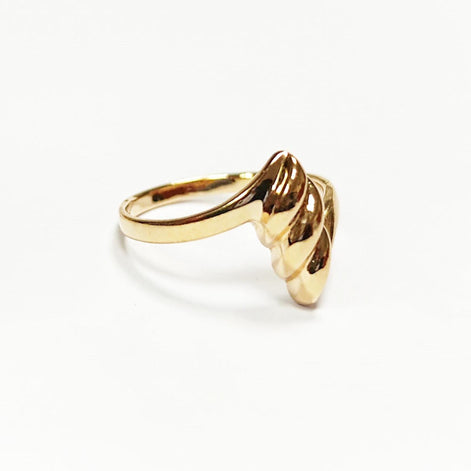 Gold Plated Wave Ring • Textured Crest Design, Stackable Band