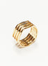 Hexagon Cuff Ring • 18K Gold Plated • Bold Geometric Diamond Faceted Chunky Large Band Ring • Unique Statement Modern Fashion Gift for Women