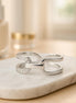 Sterling Silver Double Band Link Ring • Pavé CZ Statement Jewelry