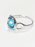 Blue Round Ring, Sterling Silver, Blue Aquamarine Color Stone (CZ), Faceted Round Cushion, Modern Ring, Unusual Original Setting,