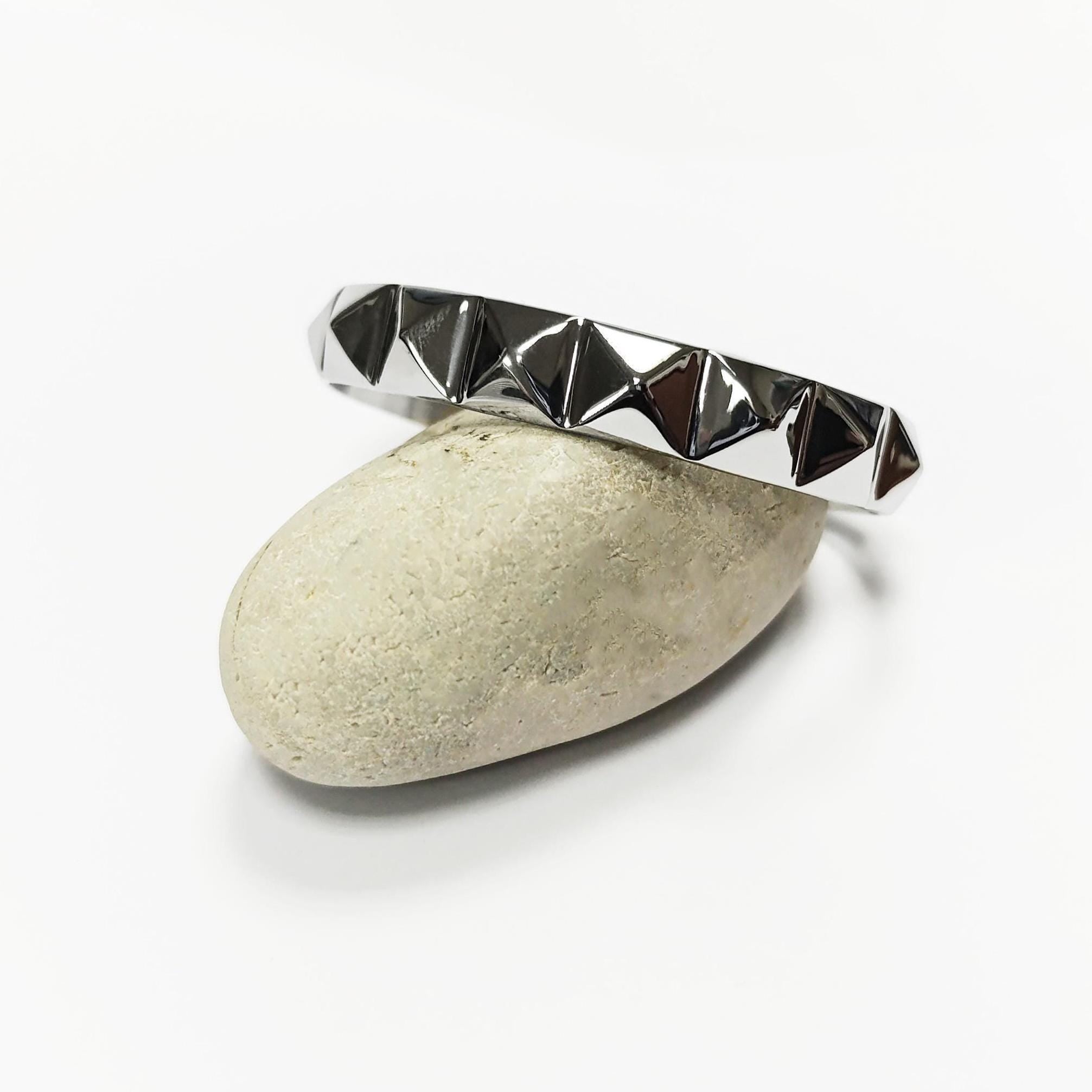 Stainless Steel Pyramid Stud Cuff Bracelet • 80s Punk Style