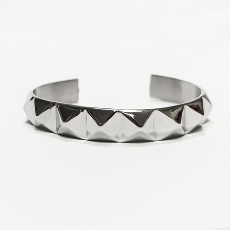Stainless Steel Pyramid Stud Cuff Bracelet • 80s Punk Style