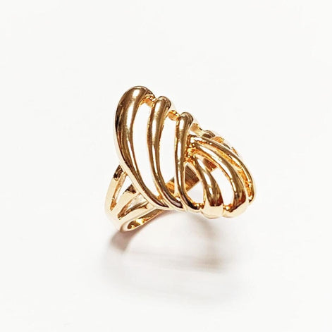18K Gold Plated Filigree Ring • Art Deco Openwork Band