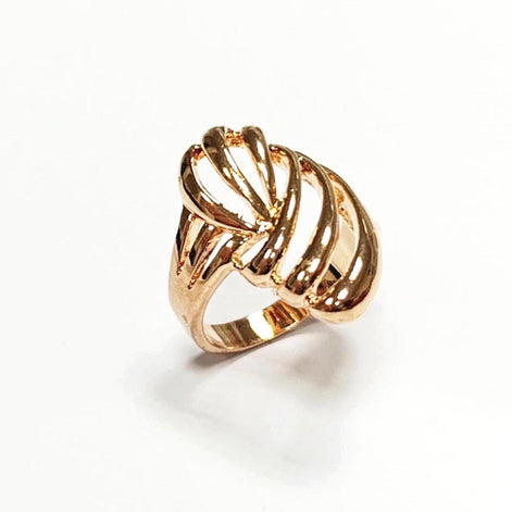 18K Gold Plated Filigree Ring • Art Deco Openwork Band