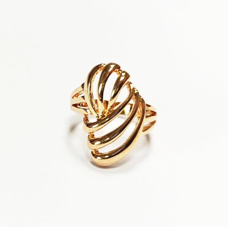 18K Gold Plated Filigree Ring • Art Deco Openwork Band