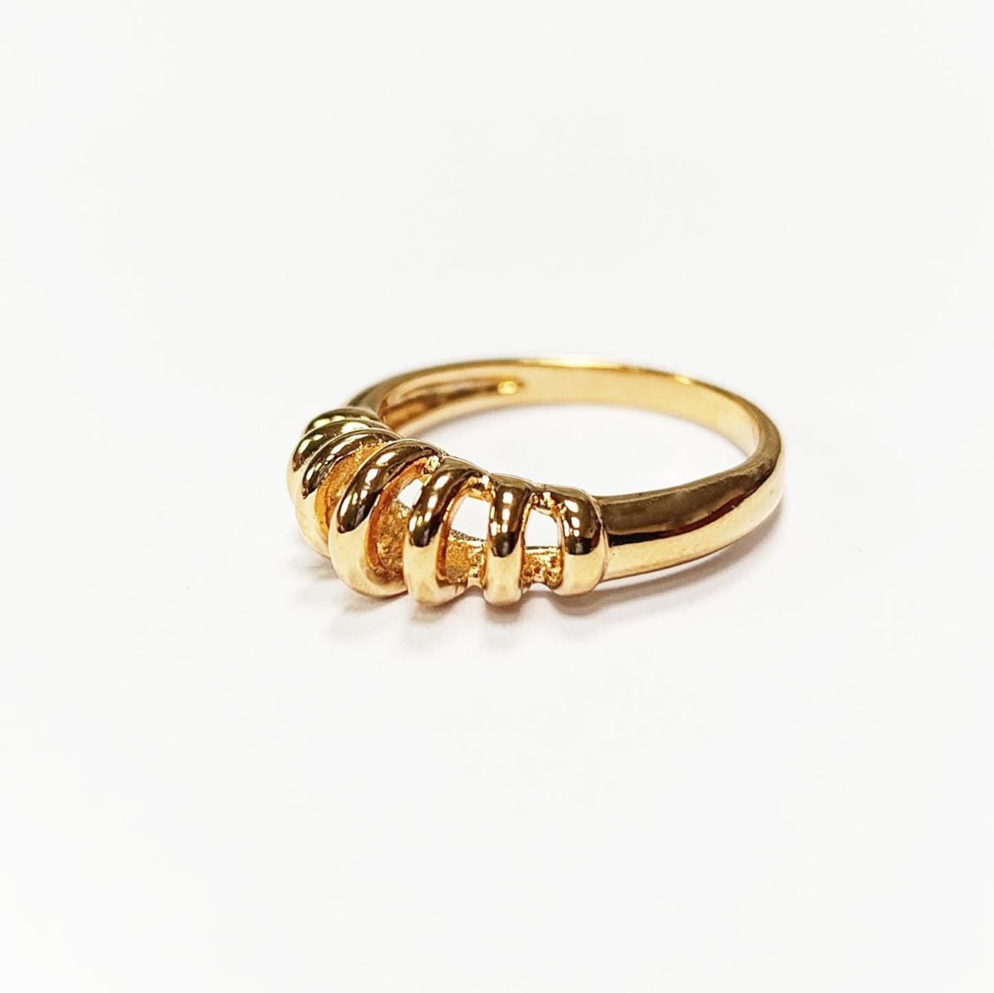18K Gold Plated Helix Ring • Modern Openwork Coil Jewelry