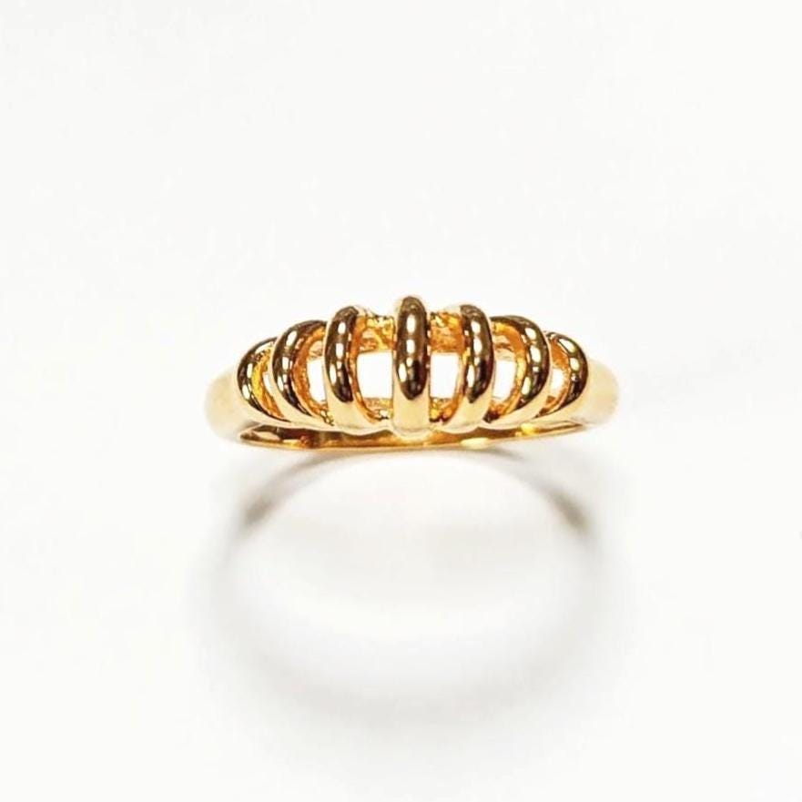 18K Gold Plated Helix Ring • Modern Openwork Coil Jewelry