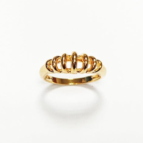 18K Gold Plated Helix Ring • Modern Openwork Coil Jewelry