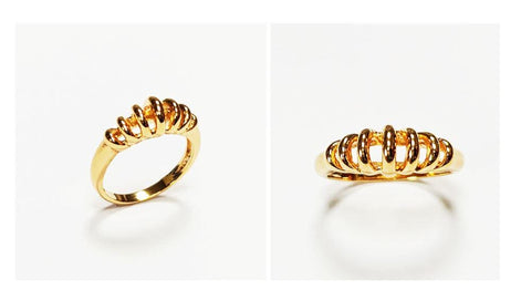 18K Gold Plated Helix Ring • Modern Openwork Coil Jewelry