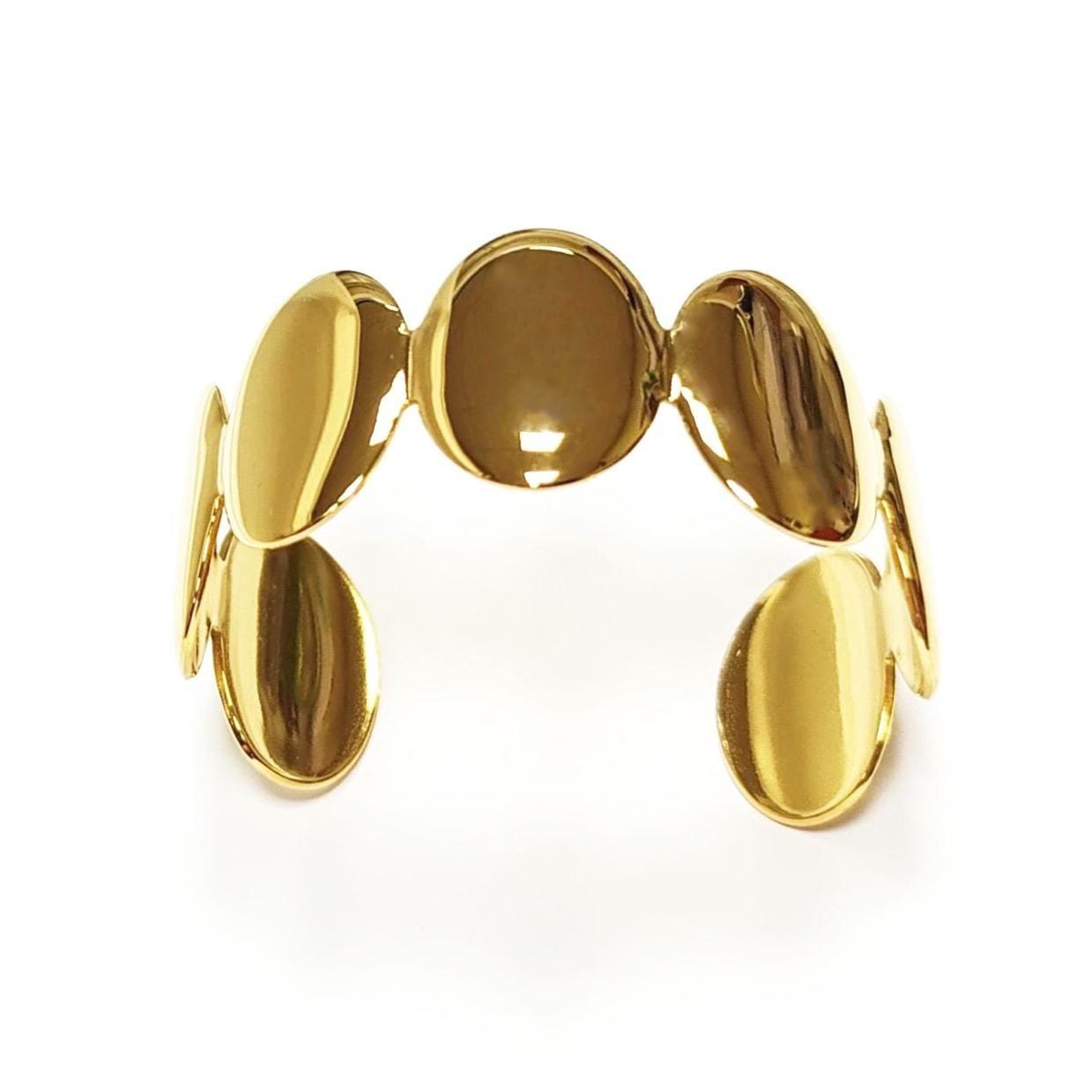18K Gold Filled Disc Cuff Bracelet • Minimalist Handmade Bangle