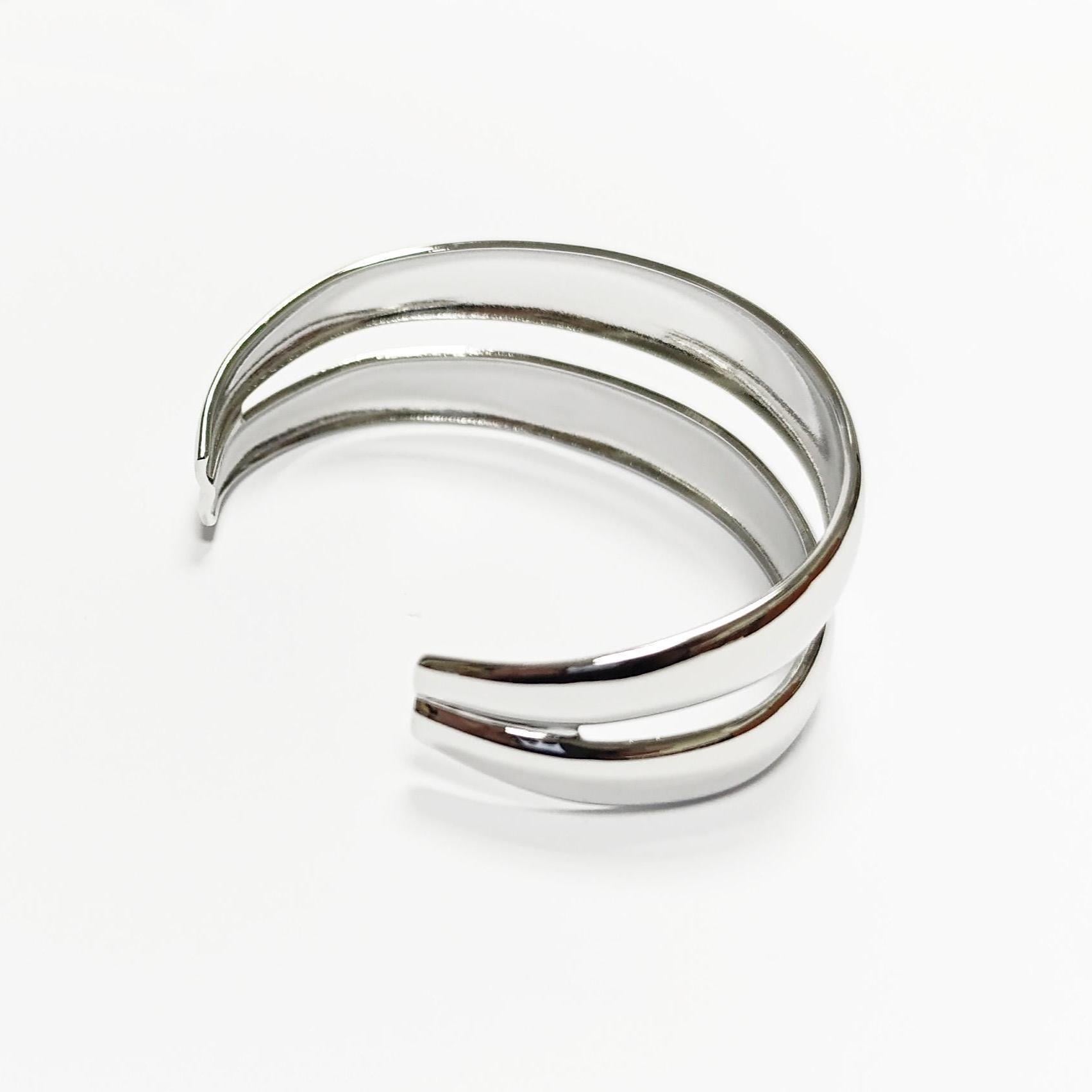 Stainless Steel Double Row Cuff Bracelet • Minimalist Bangle