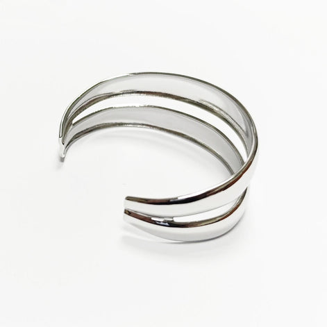 Stainless Steel Double Row Cuff Bracelet • Minimalist Bangle