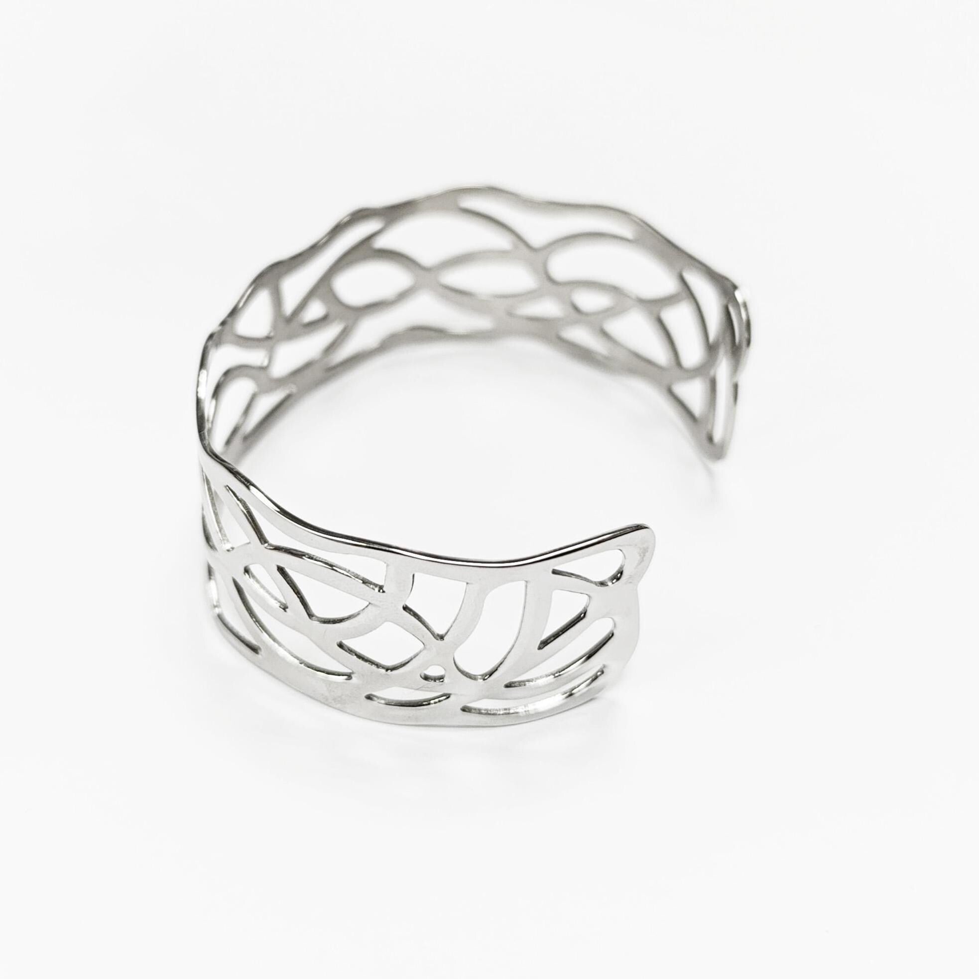 Botanical Filigree Cuff • Stainless Steel Leaf Bracelet