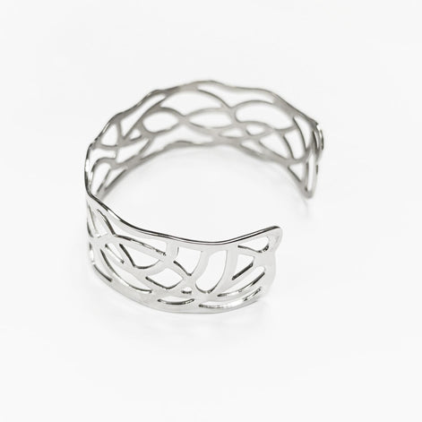 Botanical Filigree Cuff • Stainless Steel Leaf Bracelet