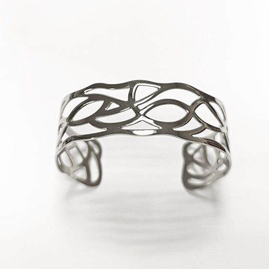 Botanical Filigree Cuff • Stainless Steel Leaf Bracelet