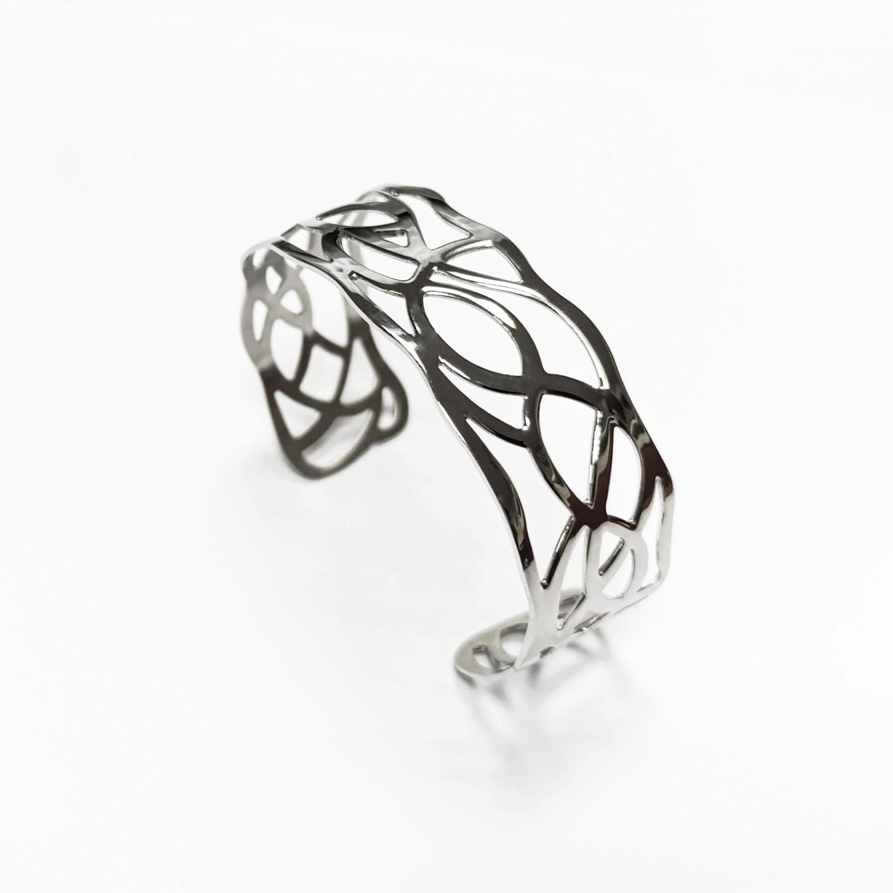 Botanical Filigree Cuff • Stainless Steel Leaf Bracelet