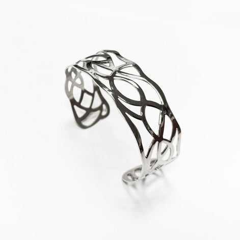 Botanical Filigree Cuff • Stainless Steel Leaf Bracelet