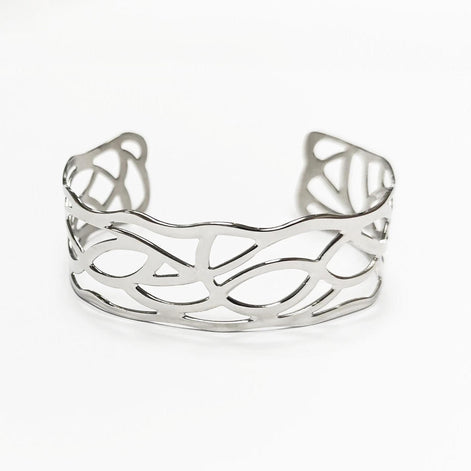 Botanical Filigree Cuff • Stainless Steel Leaf Bracelet