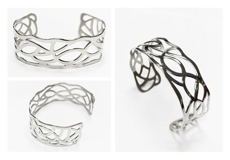 Botanical Filigree Cuff • Stainless Steel Leaf Bracelet