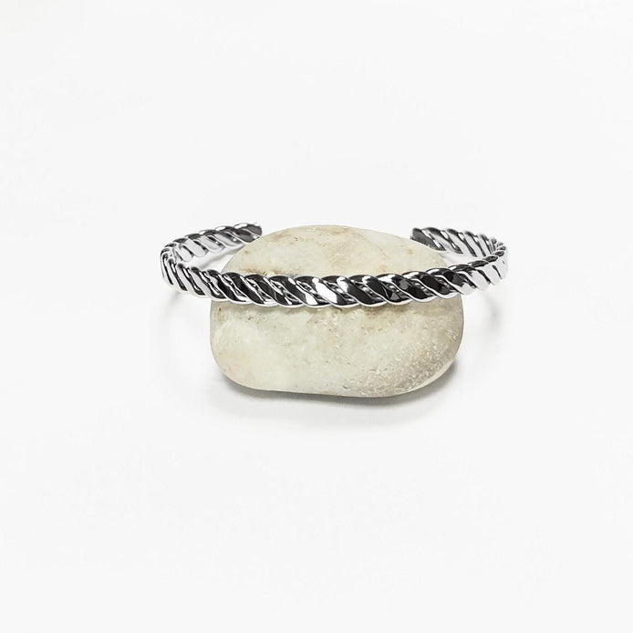 Twisted Cuff • Stainless Steel • Modern Rope Open Bangle Rigid Bracelet • Minimalist Unisex Jewelry • Light Slim Cuff • Gift for Men